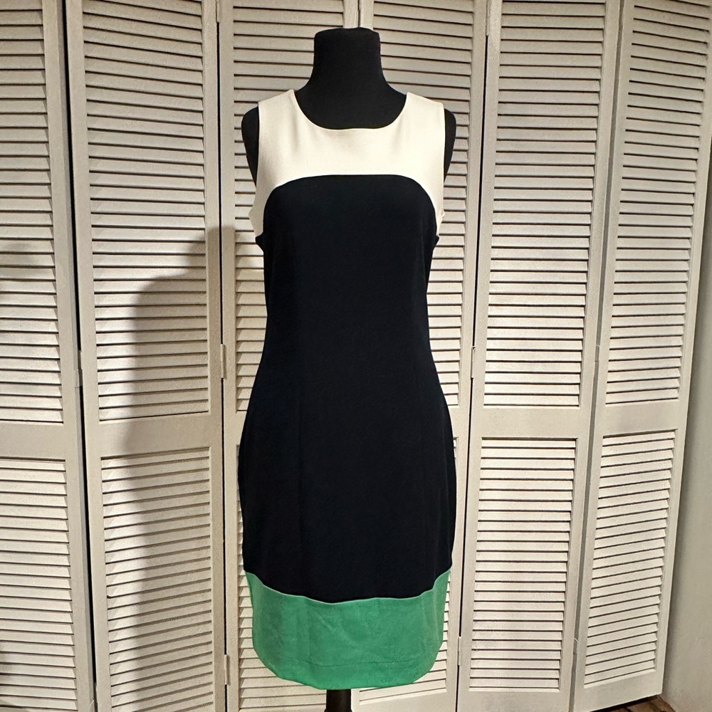 Banana Republic Navy and Green Midi Dress